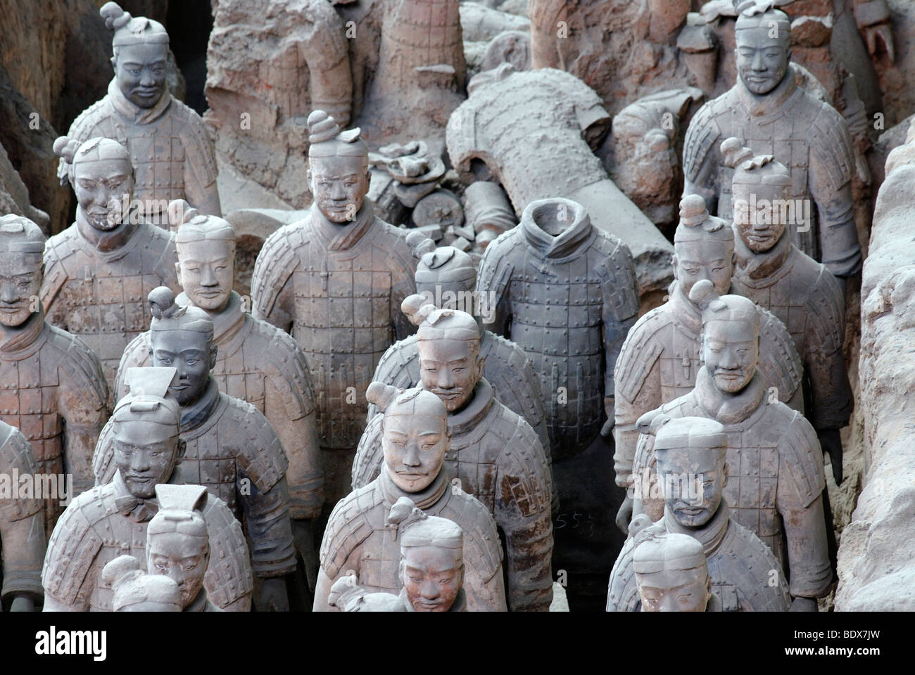 Terracotta army, part of the burial site, hall 1, mausoleum of the 1st Emperor Qin Shihuangdi in Xi'an, Shaanxi Province, China Stock Photo