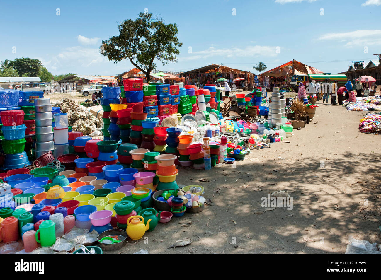 Market primarily for plastic items near the capital, Zanzibar, Tanzania