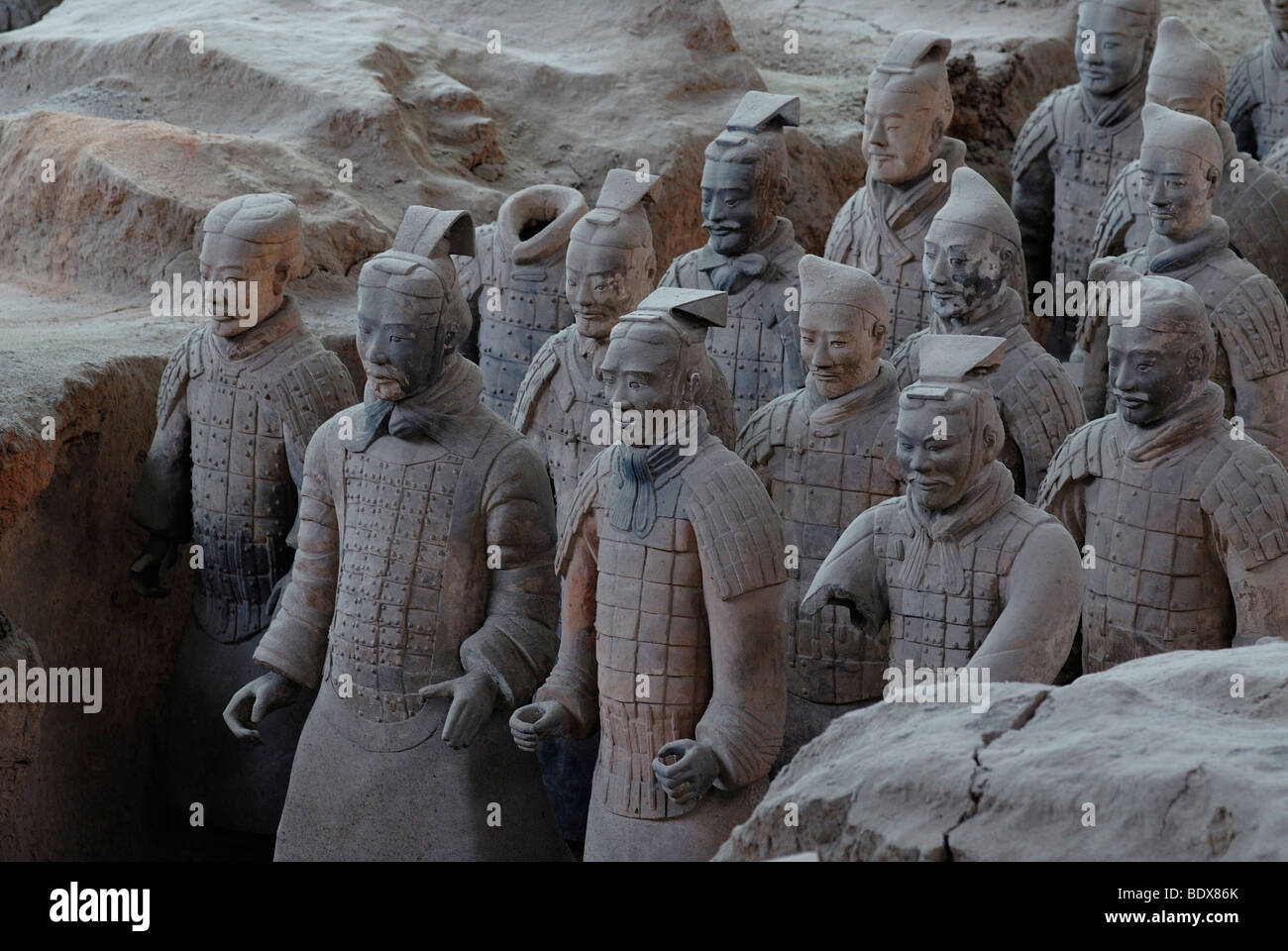 Terracotta Army, part of the burial site, hall 1, mausoleum of the 1st Emperor Qin Shihuangdi in Xi'an, Shaanxi Province, China Stock Photo