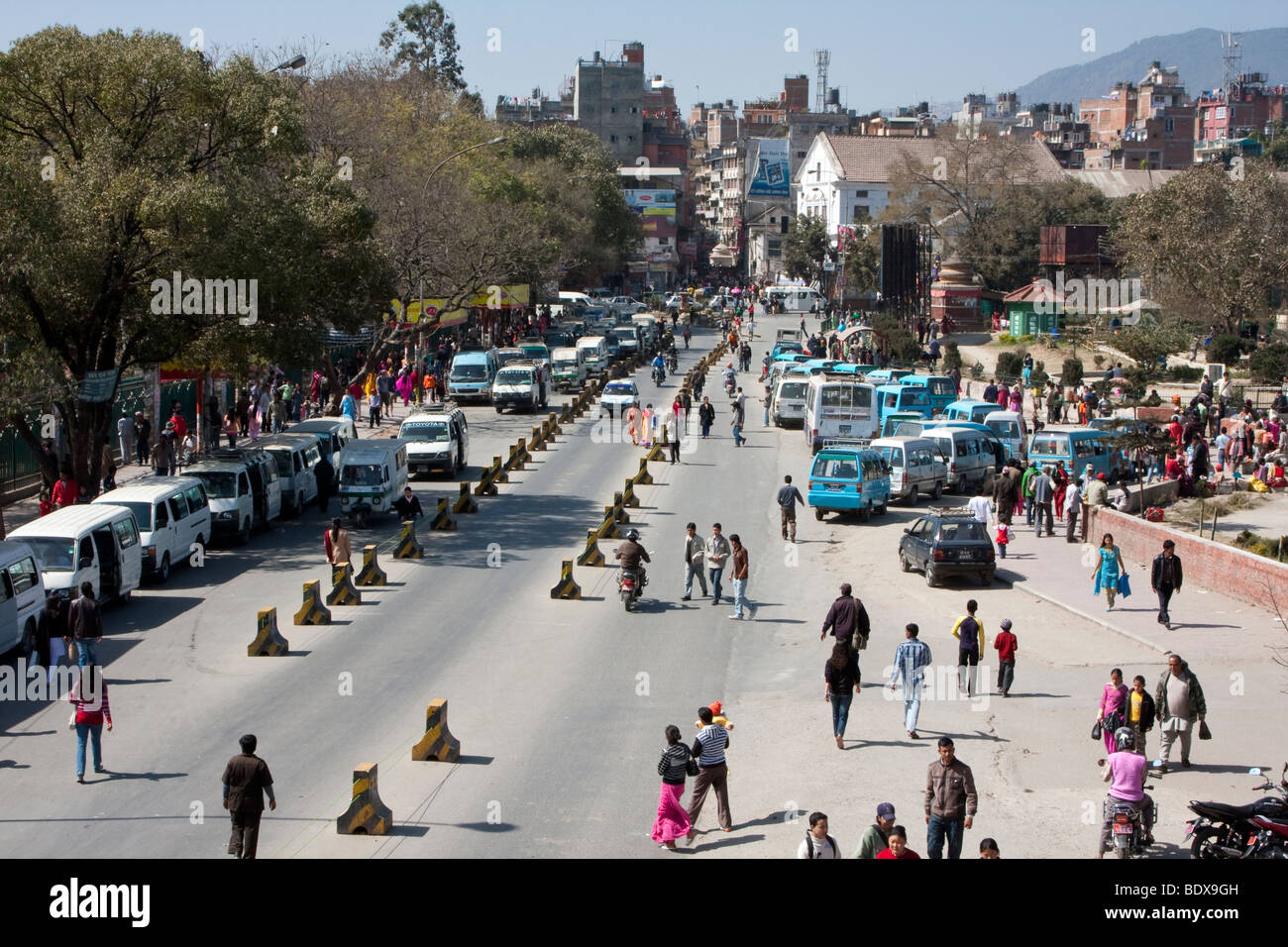 Kathmandu, Nepal. City Traffic, Local Transport Stop. Stock Photo