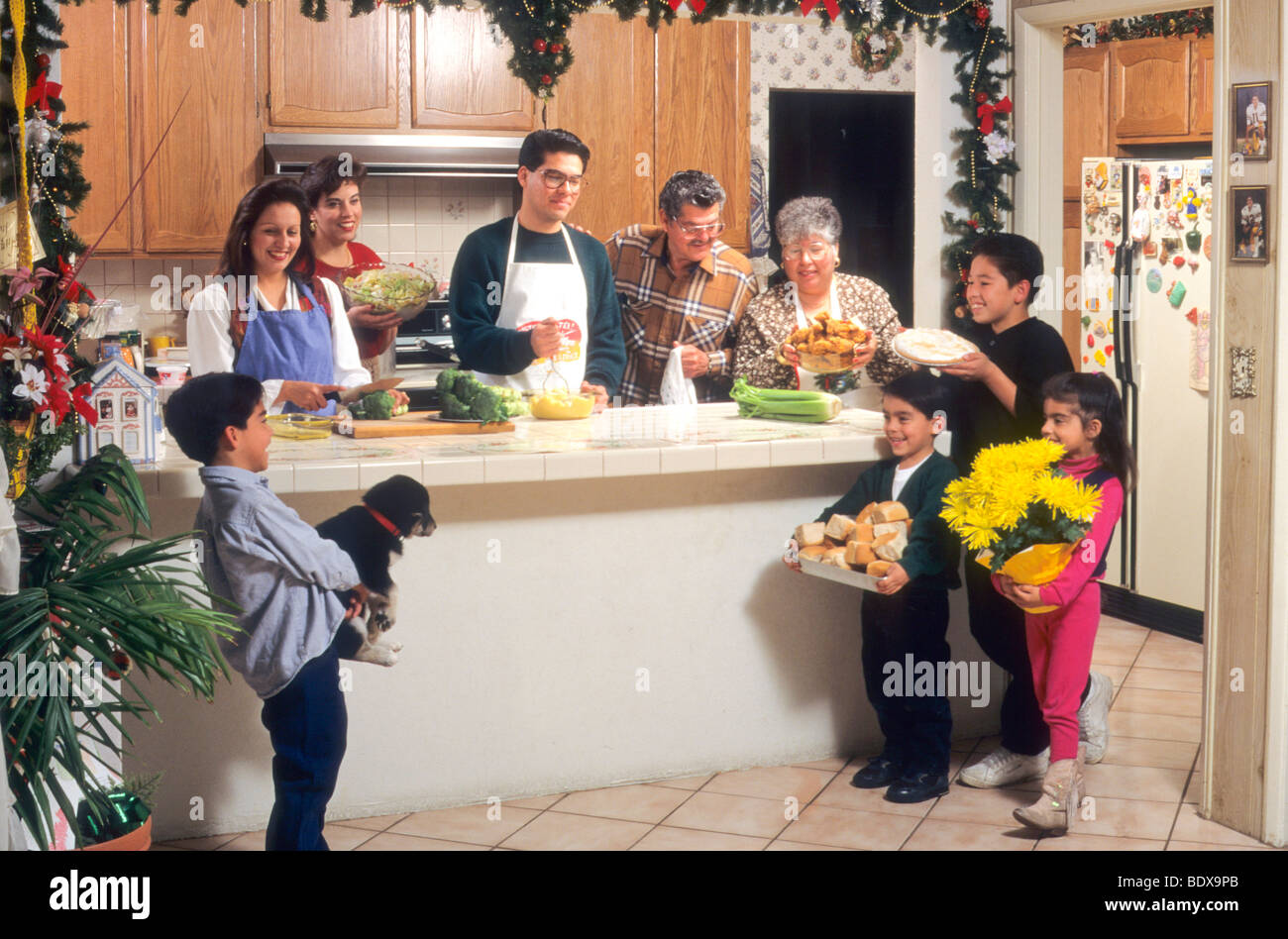latin family assembles Christmas dinner Stock Photo Alamy