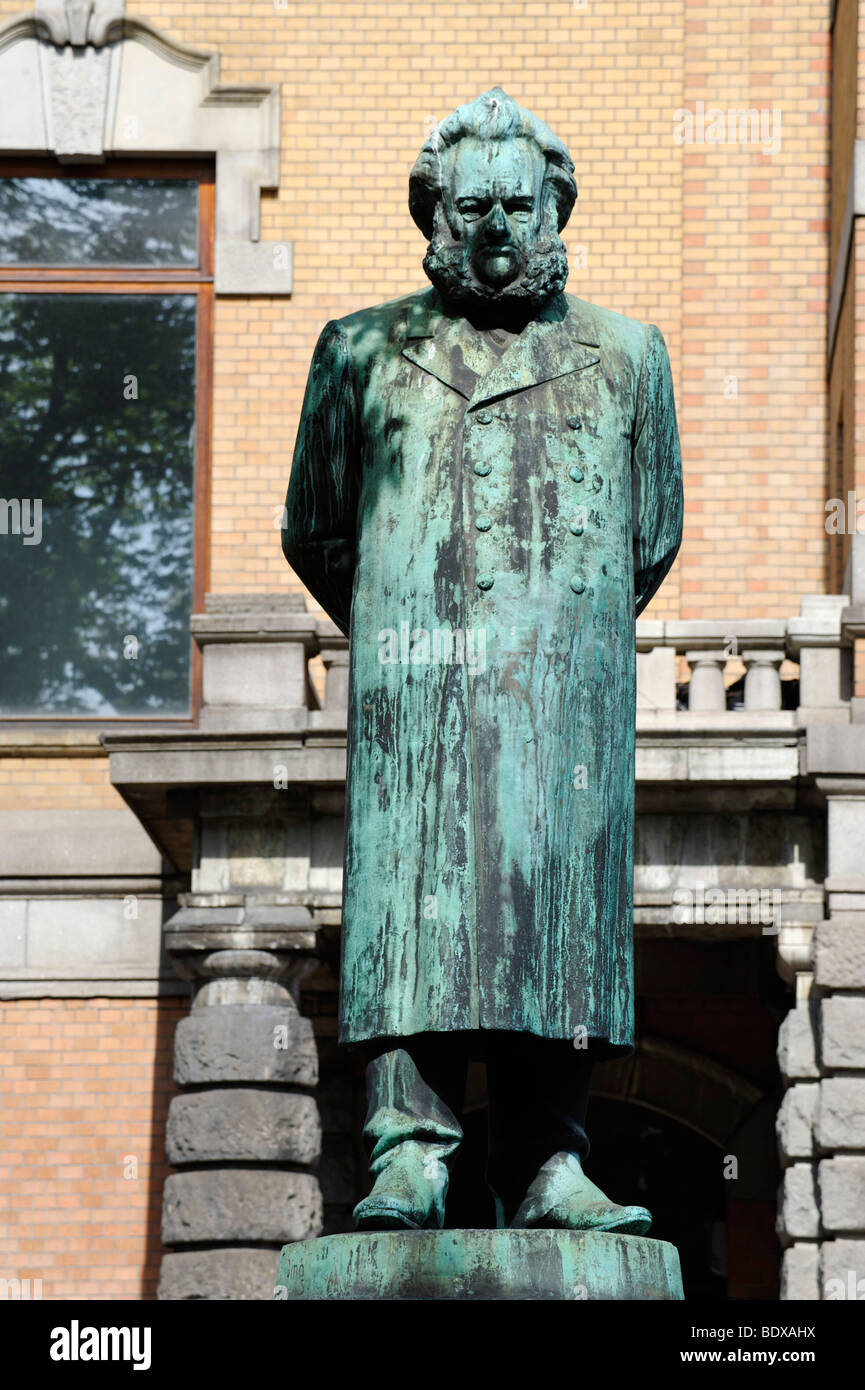 Henrik Johan Ibsen, 1828-1906, playwright and poet, sculpture at the National Theatre, Oslo, Norway, Scandinavia, Europe Stock Photo