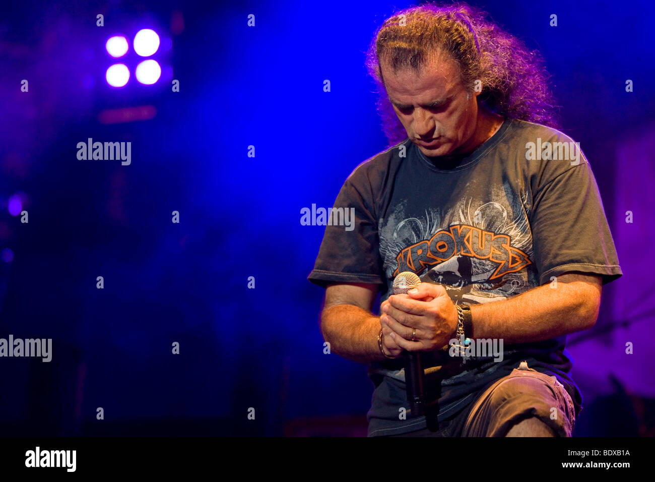 Singer and frontman Marc Storace of the Swiss rock band Krokus live in ...