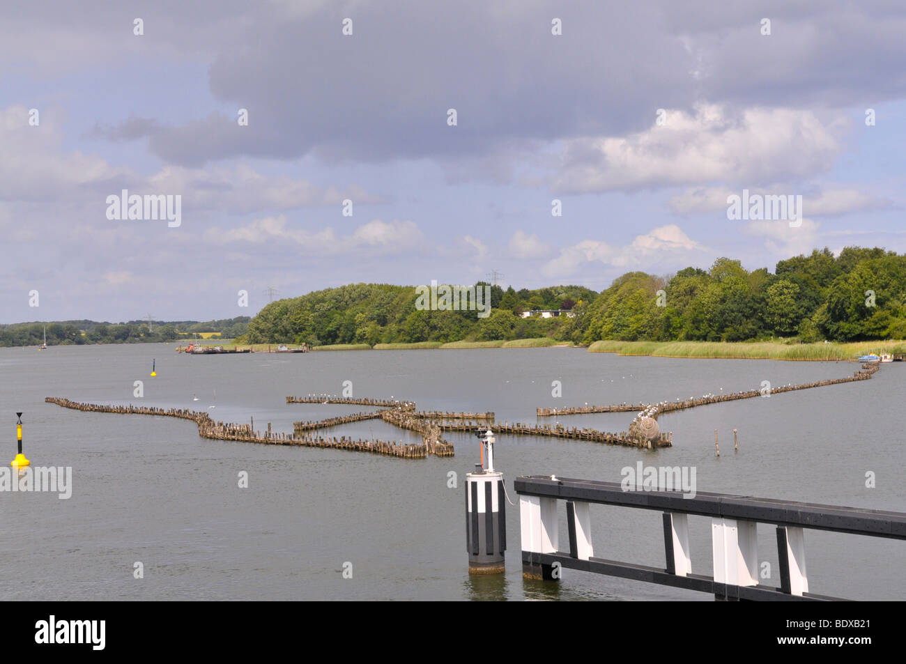 Herring fences in Kappeln on the Schlei river, Schleswig-Holstein, northern Germany, Germany, Europe Stock Photo