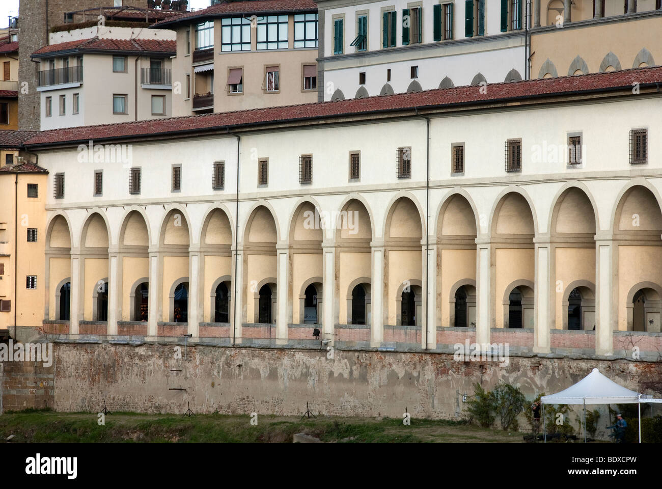 The Vasari Corridor connecting the Uffizi Museum with the Palazzo Pitti and  housing a collection of portraits Stock Photo - Alamy