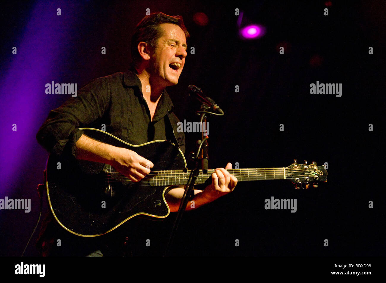Kevin Barry Moore aka Luka Bloom, Irish singer and songwriter, performing live in the Schueuer concert house, Lucerne, Switzerl Stock Photo