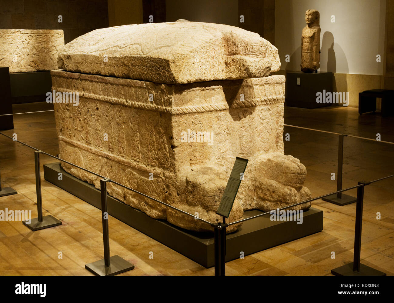 The Sarcophagus of Ahiram, King of Byblos, which features on its lid the oldest text written in the Phoenician alphabet Stock Photo