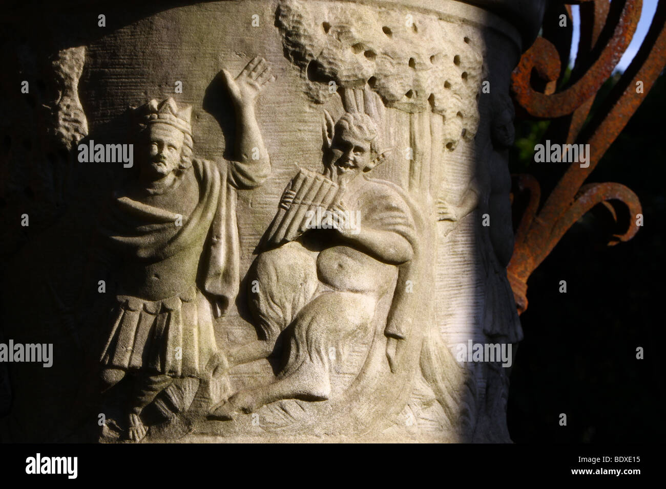 Bas Relief On Ancient Roman Vase Quirinale Gardens Rome Italy