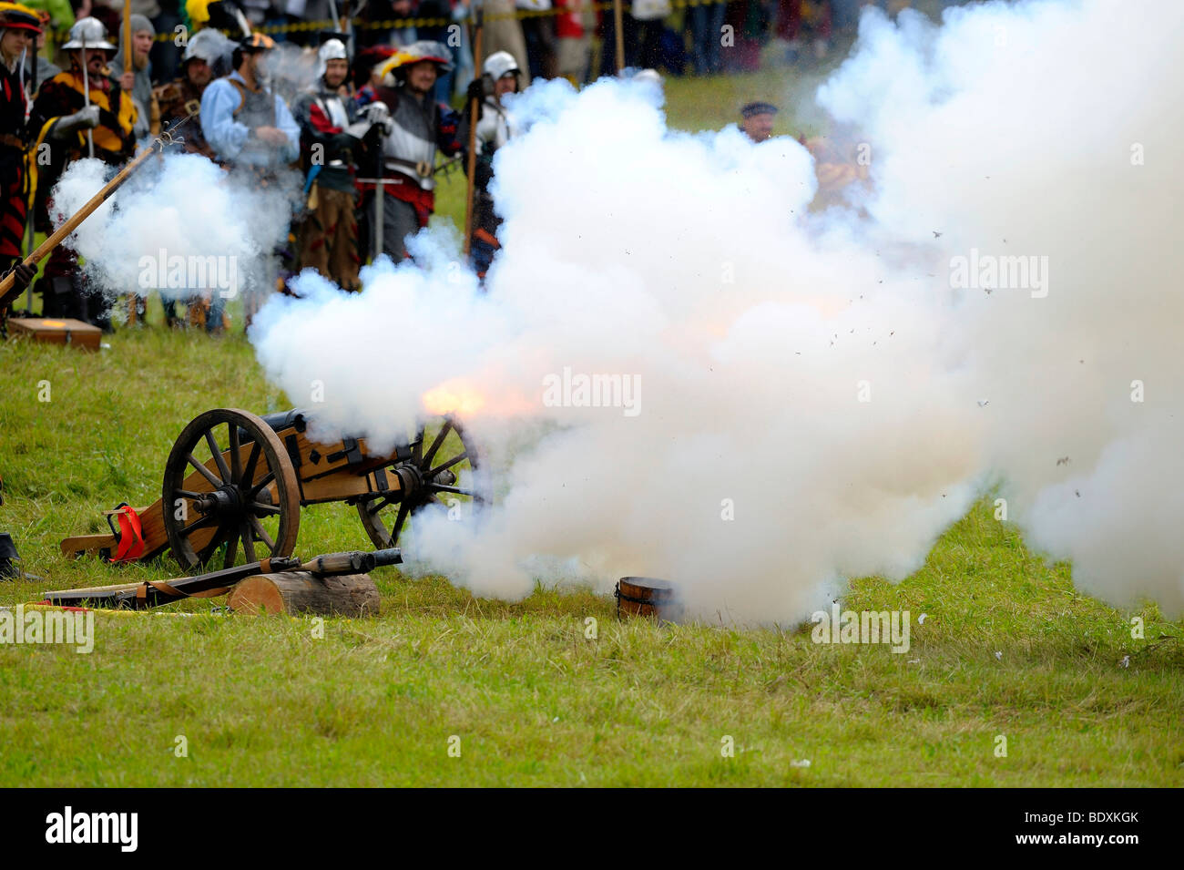 Cannon being fired Stock Photo