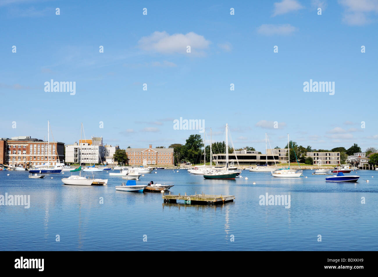 Scenic Eel Pond in Woods Hole, Falmouth, Cape Cod Stock Photo