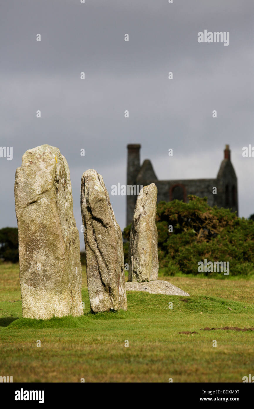 The Hurlers Stone Circle, Minions, Cornwall, England Stock Photo