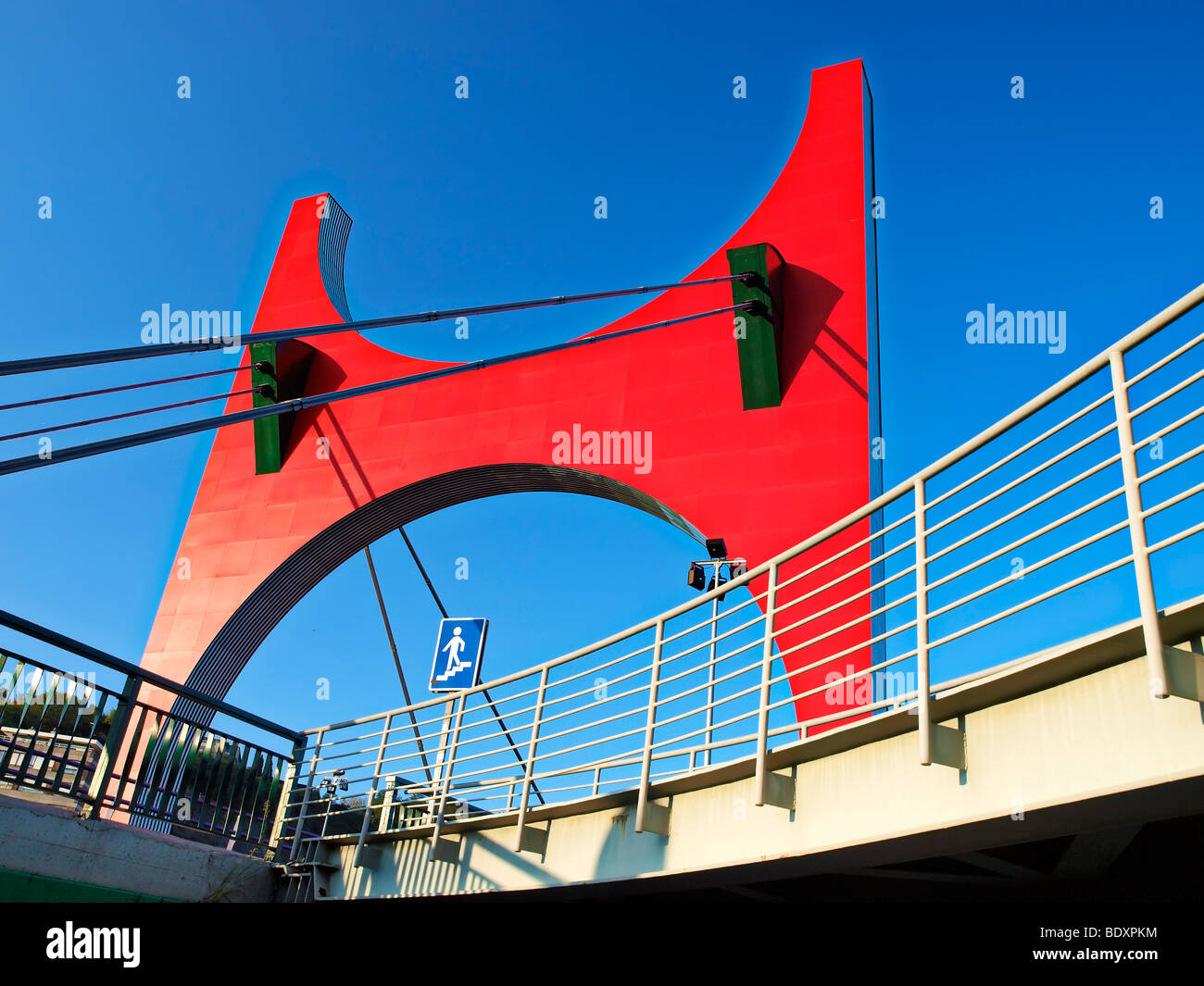 Bridge Principes de Espana over the river Ria de Bilbao, Spain. Stock Photo