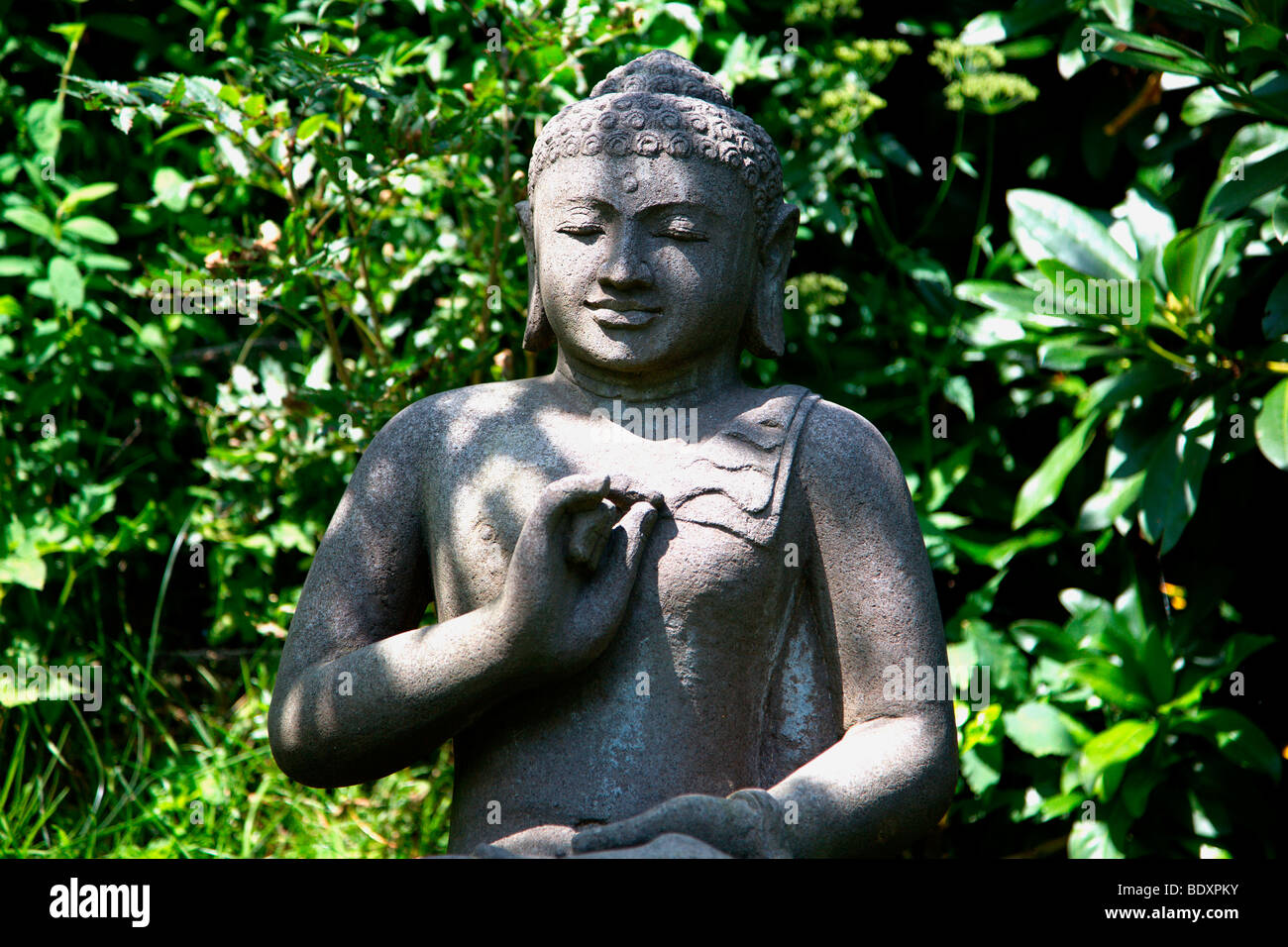 Old stone Buddha from Bali Stock Photo