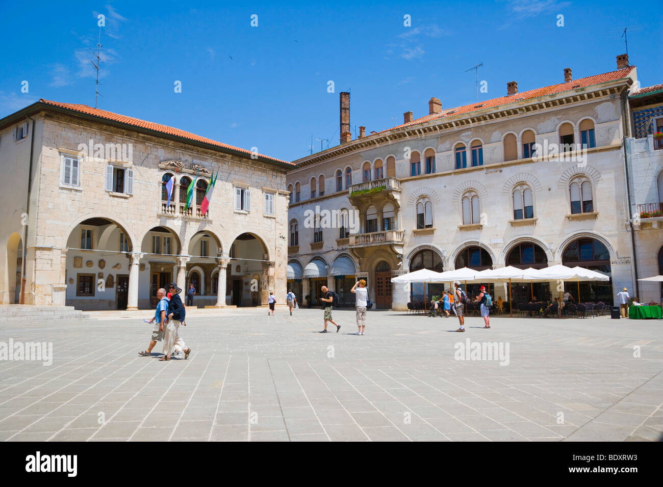 Communal Palace, city hall, Forum Square, Pula, Istria, Croatia, Europe Stock Photo