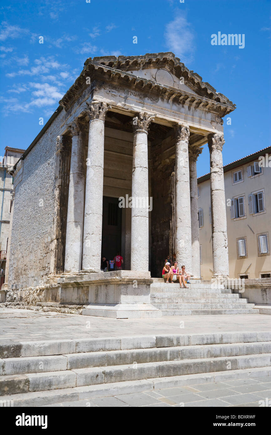 Temple of Augustus, Augustov hram, Forum Square, Pula, Istria, Croatia, Europe Stock Photo