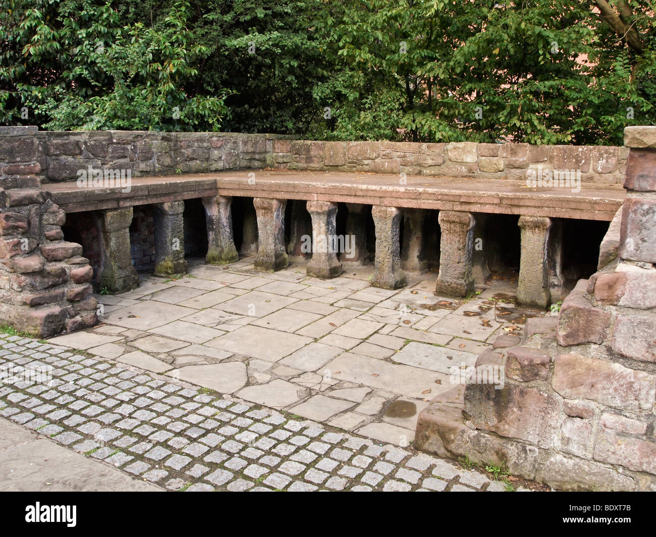 Hypocaust remains in the Roman Garden Chester England, UK Stock Photo