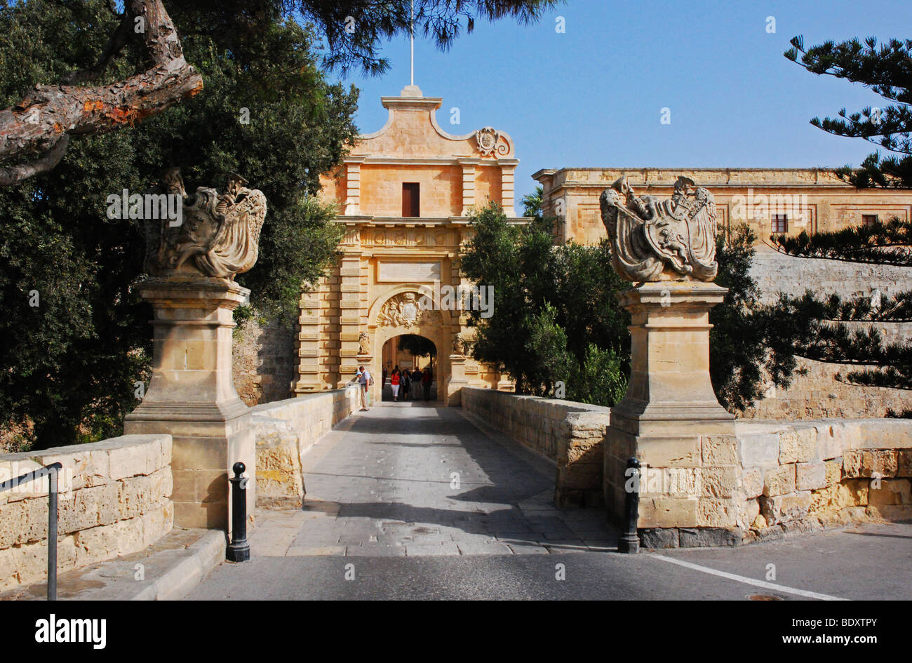 Malta Main gate into Mdina Stock Photo