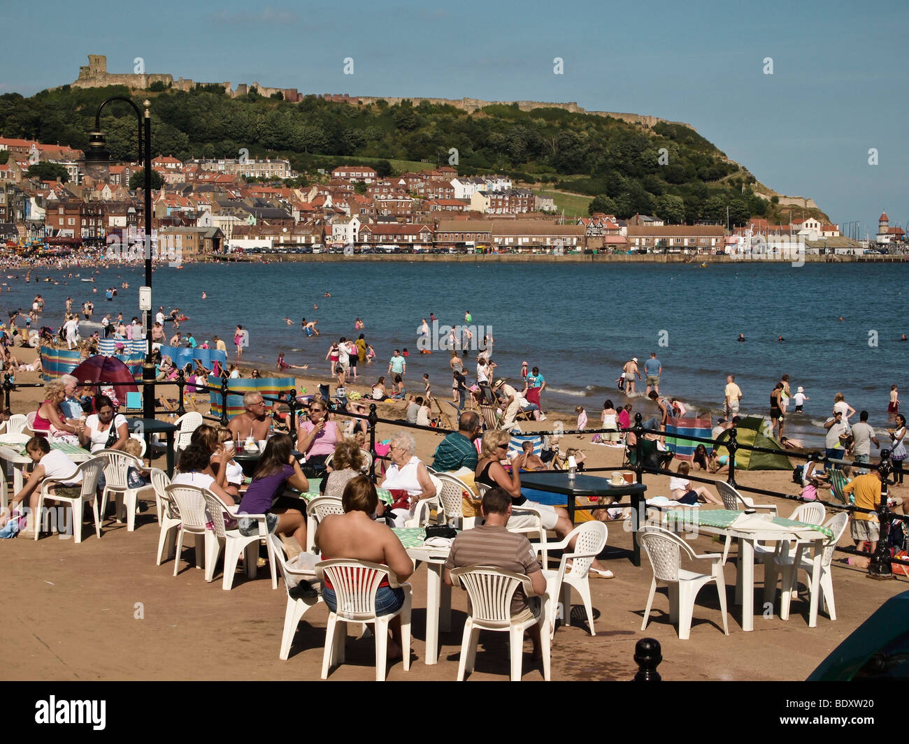 Scarborough South Bay and Castle in high summer Stock Photo - Alamy