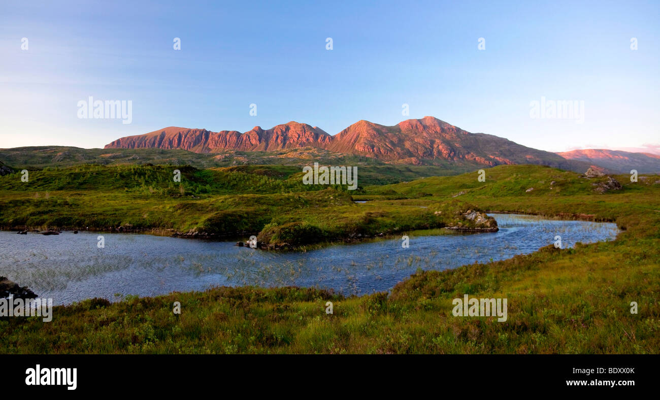 Mountain range Quinag at Loch Assynt, Scotland, UK, Europe Stock Photo
