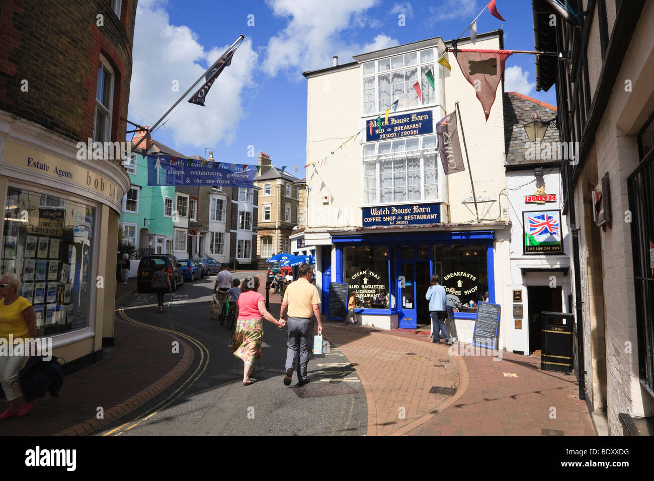 End of Cowes High Street busy with Visitors, Cowes, Isle of Wight, UK