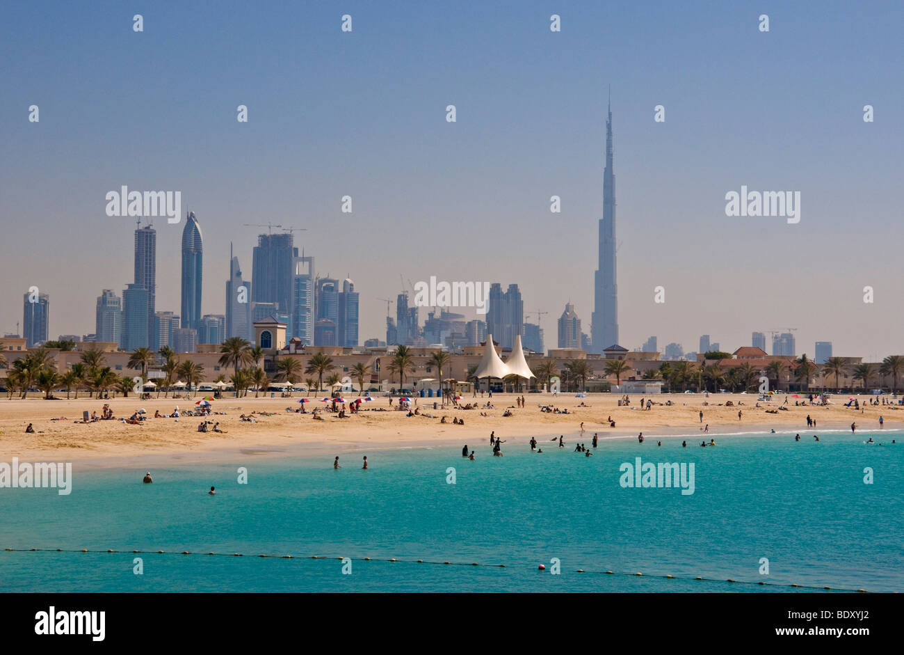 Dubai Skyline and beach Jumeirah Stock Photo