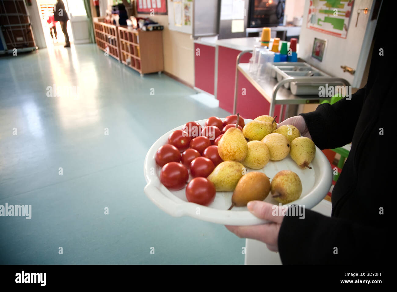 Plate of healthy snacks for school children Stock Photo