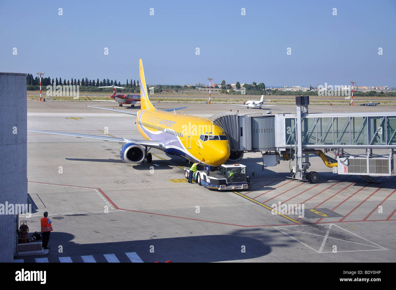 Europe Airpost aircaft at gate, Bari International Airport, Bari, Bari Province, Puglia Region, Ita Stock Photo