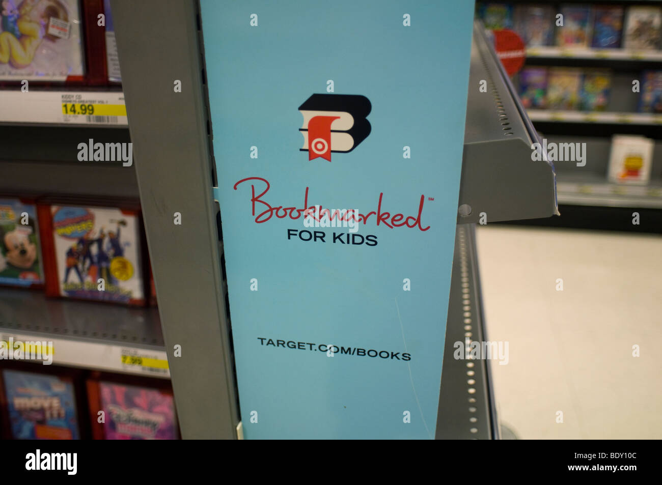Bookmarked for Kids books on display at Target in the Queens Mall in