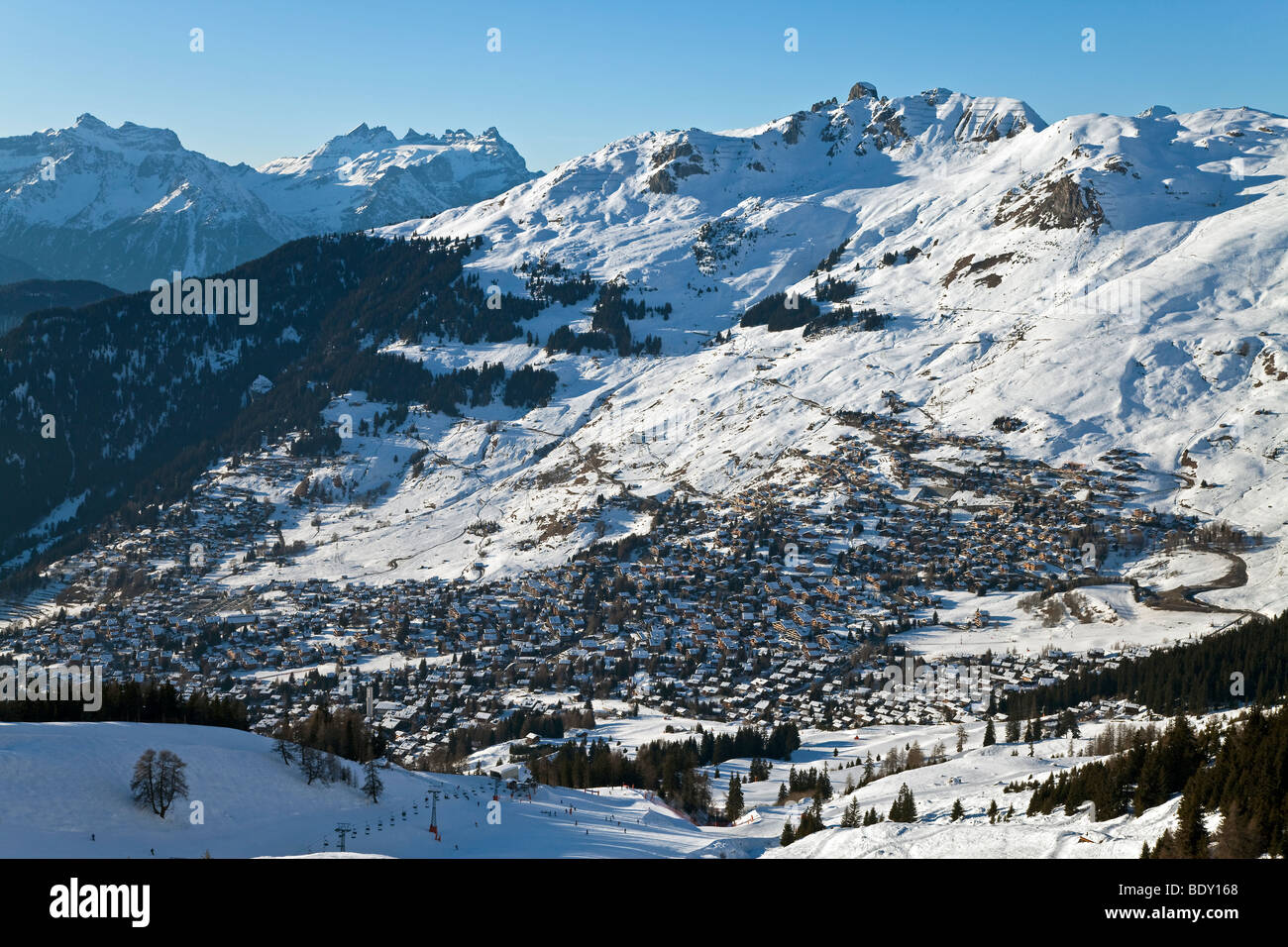 Verbier, Valais, Four Valleys region, Bernese Alps, Switzerland Stock Photo