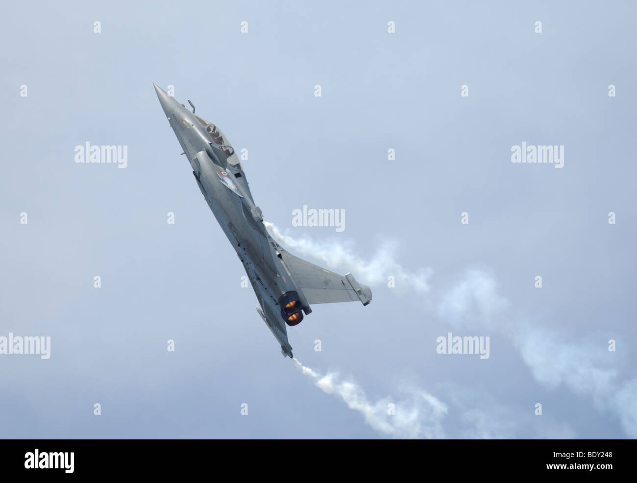 The french jet fighter Dassault Rafale B in air demonstration. Paris Le Bourget airshow 2009 Stock Photo