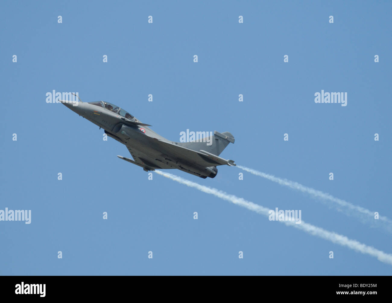 The french jet fighter Dassault Rafale B in air demonstration. Paris Le Bourget airshow 2009 Stock Photo