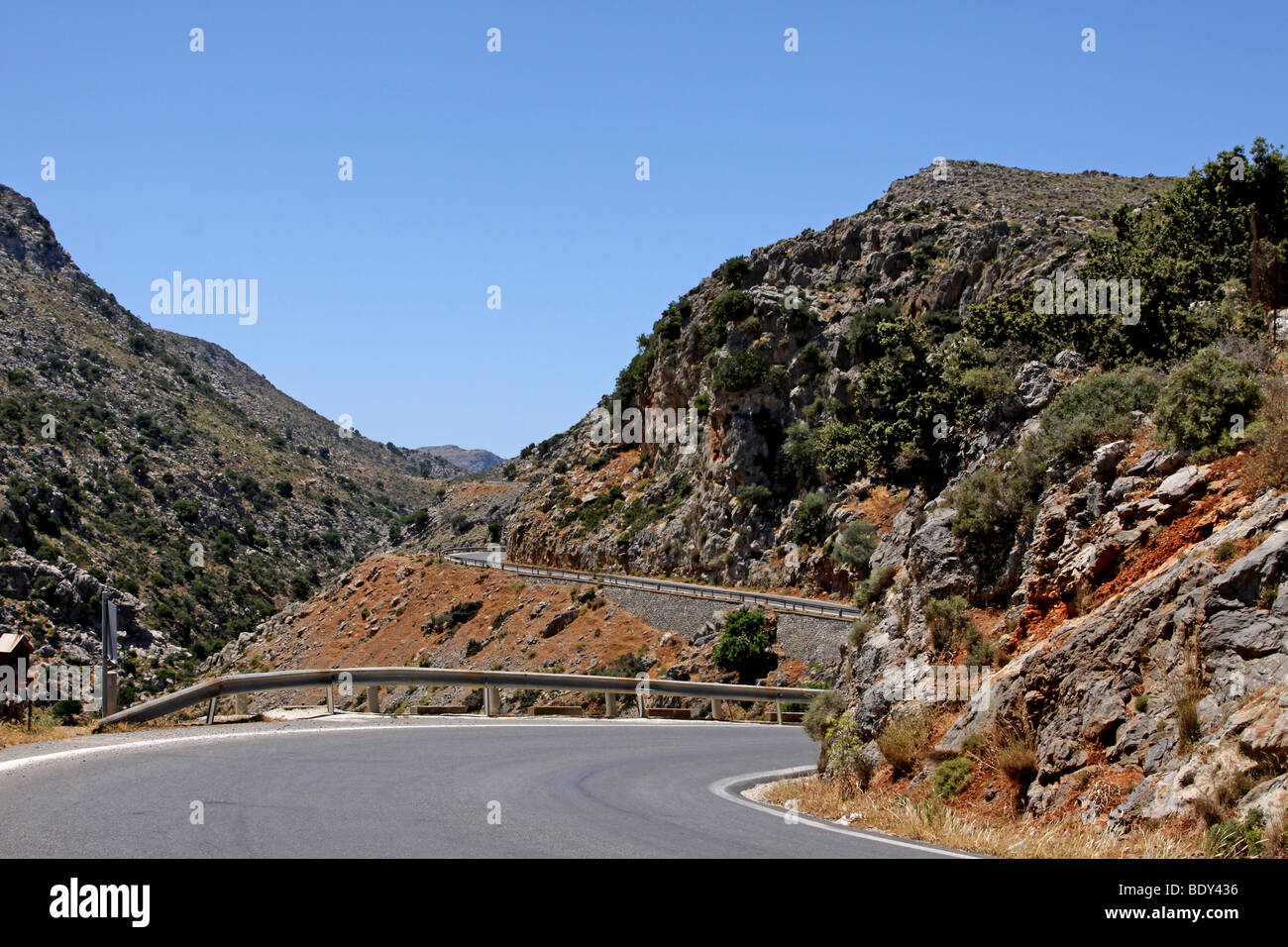 Psiloritis Mountains, serpentine road, Crete, Greece, Europe Stock