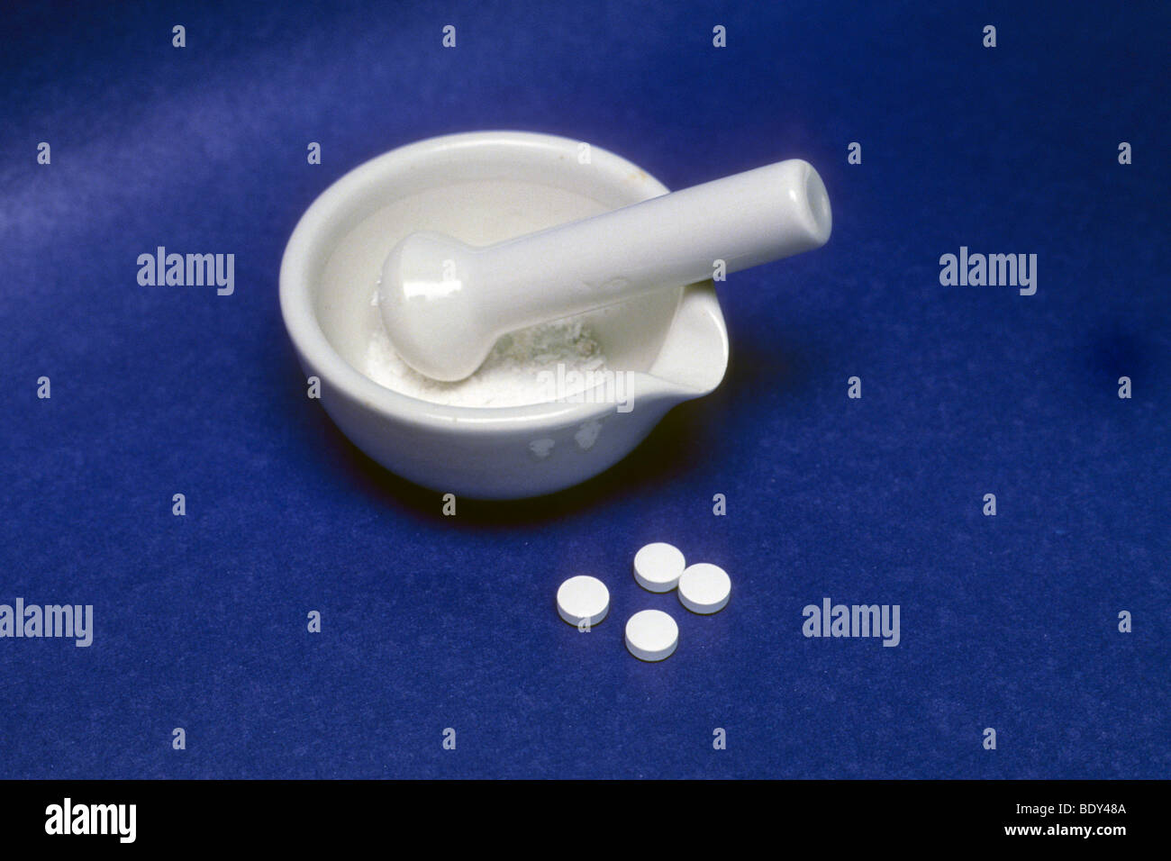 medicine prescription prepare hard to swallow meds for seniors to take. Stock Photo