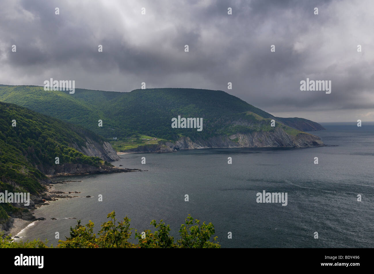 Angry weather at Meat Cove at the north tip of Cape Breton Island Nova Scotia Stock Photo