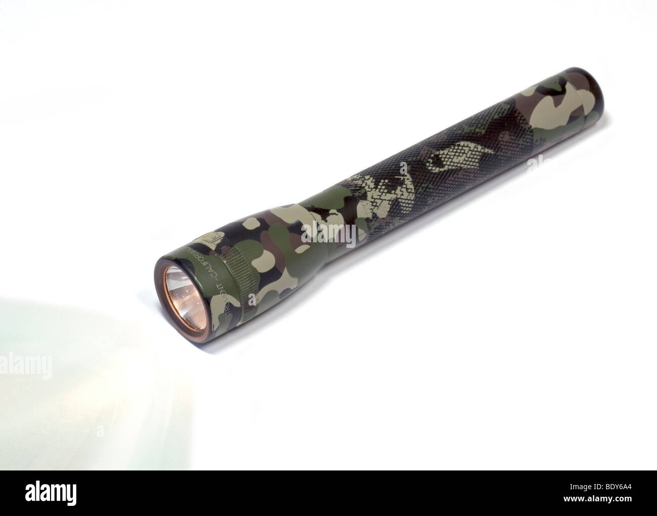 Camouflage-patterned Maglite Torch Stock Photo