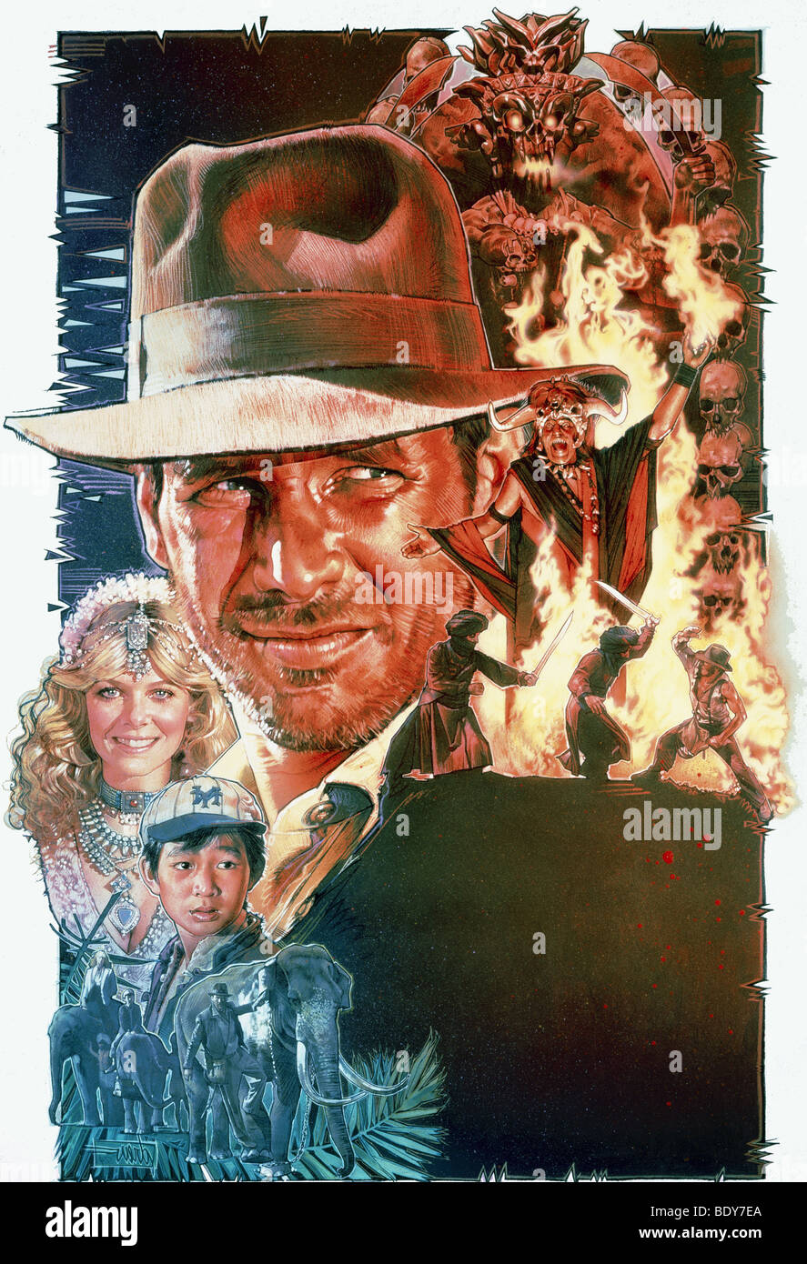 INDIANA JONES AND THE TEMPLE OF DOOM  - artwork for the 1984 Paramount film Stock Photo