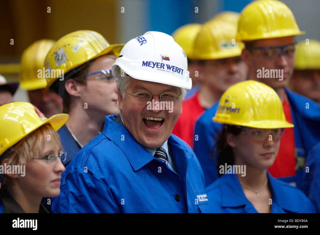 German Foreign Minister, Vice-Chancellor and SPD Chancellor Candidate Frank-Walter Steinmeier during a visit to the Meyer-Werft Stock Photo