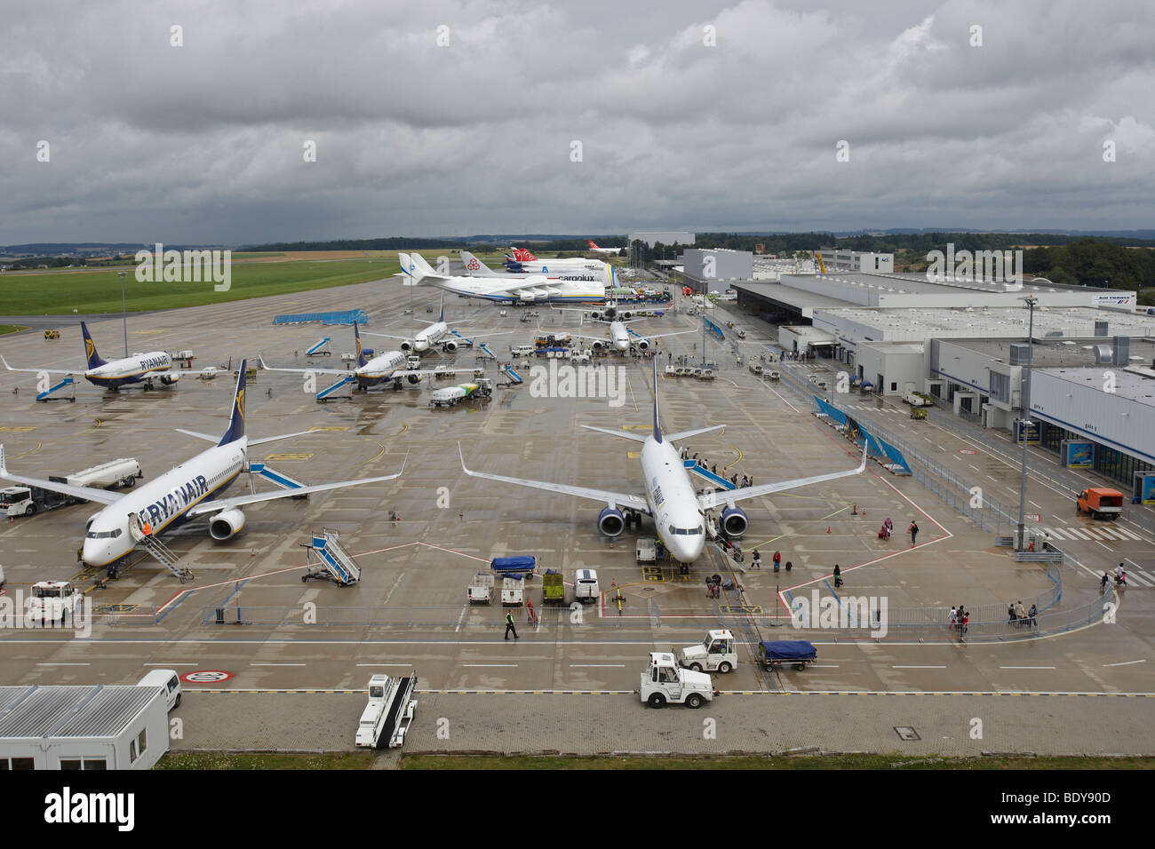 The Antonov 225, the largest fixed-wing aircraft ever built, at the airport Frankfurt-Hahn Airport, Lautzenhausen, Rhineland-Pa Stock Photo