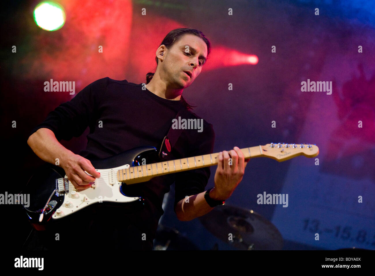 Uese Junger, singer and front man of the Swiss band Pink Floyd Crazy Diamond live at the Autlook festival in Schenkon, Lucerne, Stock Photo