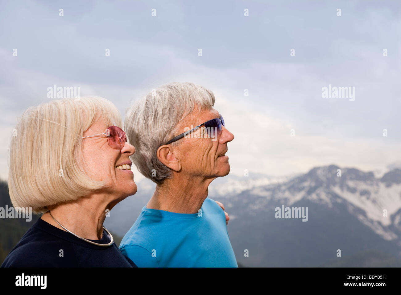 senior couple in mountains Stock Photo