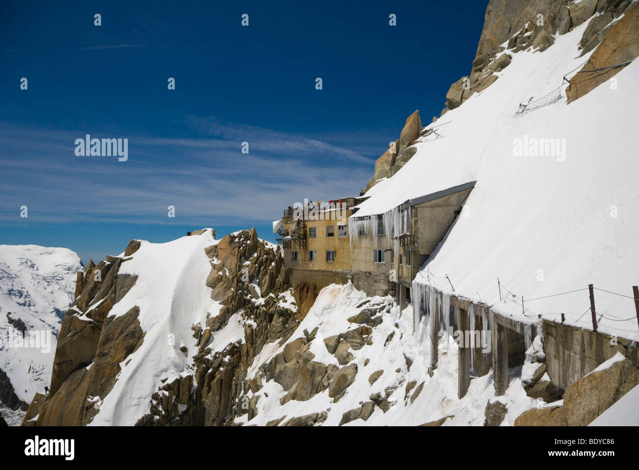 Panoramic terrace of the Aiguille Du Midi, Chamonix, Mont Blanc Massif, Alps, France, Europe Stock Photo