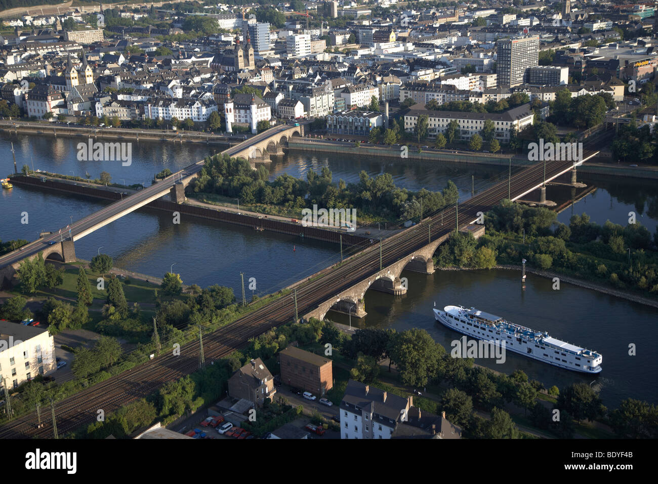 Bridges over the Mosel river, Koblenz, Rhineland-Palatinate, Germany, Europe Stock Photo