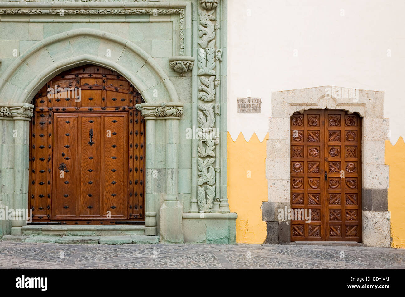 Ornate doorways in Vegueta, Las Palmas Stock Photo