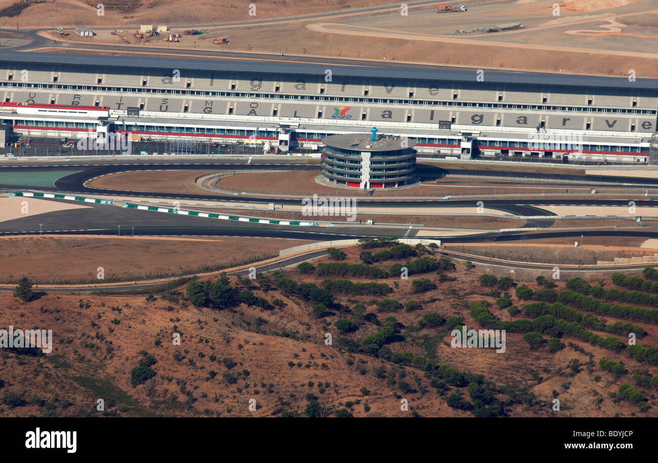 Aerial view of the race track of Portimao, Algarve, Portugal. Stock Photo