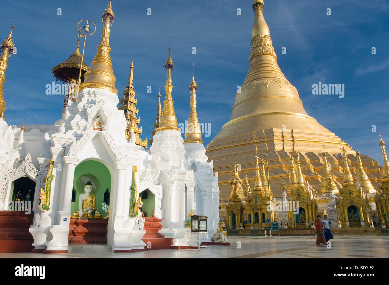 Golden stupa, Shwedagon pagoda, temple, Rangoon, Yangon, Burma, Myanmar, Asia Stock Photo