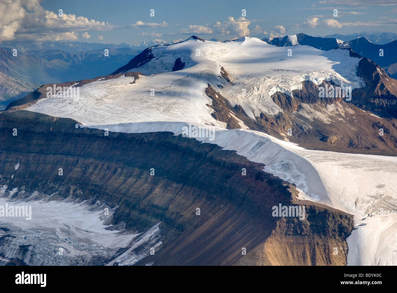 Aerial view of Nizina Mountain, Wrangell-St. Elias National Park Alaska Stock Photo