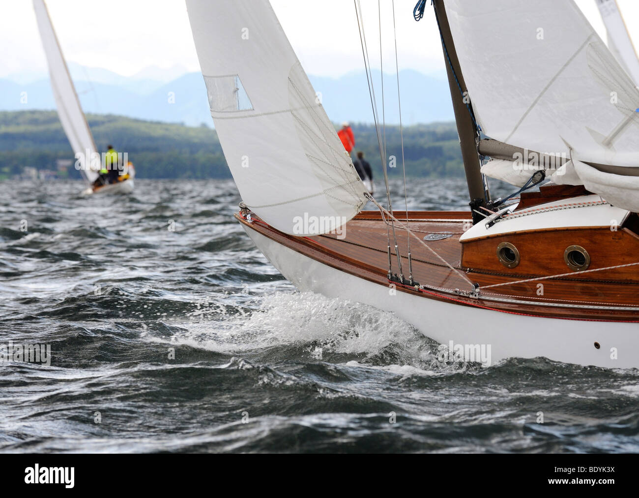 Sail boat on the Starnberger See lake, Upper Bavaria, Bavaria, Germany, Europe Stock Photo