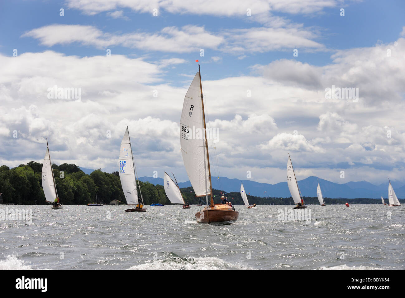 Sail boats on the Starnberger See lake, Upper Bavaria, Bavaria, Germany, Europe Stock Photo