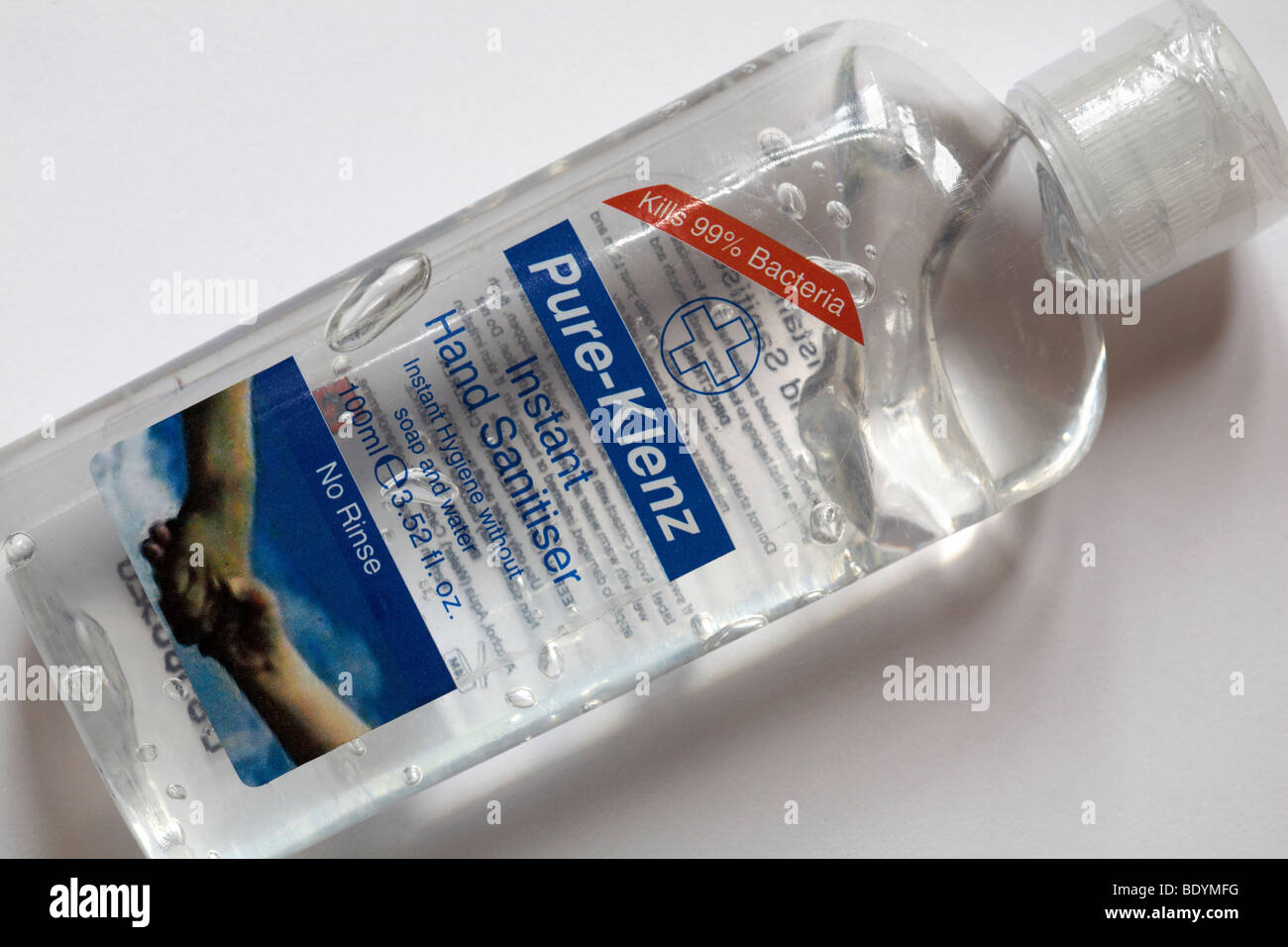 100ml bottle of Pure-Klenz instant hand sanitiser, hand sanitizer, hand gel,  set on white background Stock Photo - Alamy