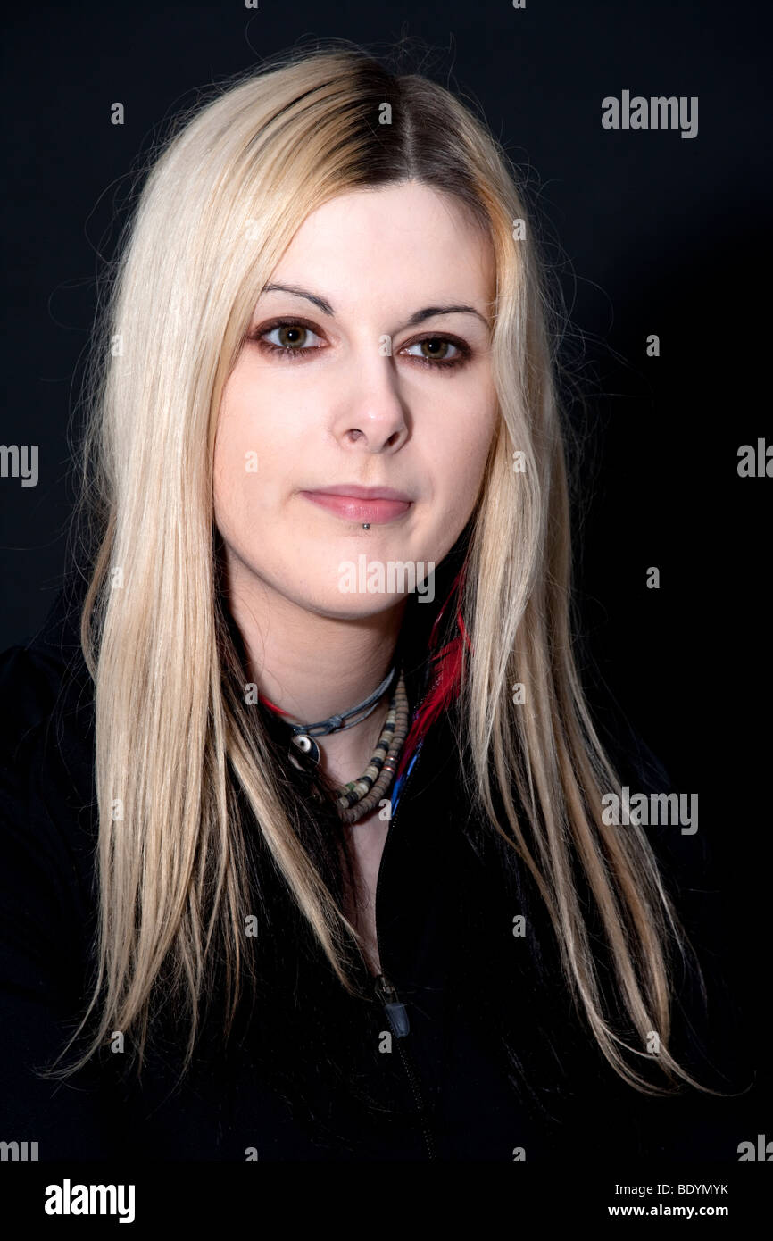 Beautiful blond Goth Irish woman Stock Photo